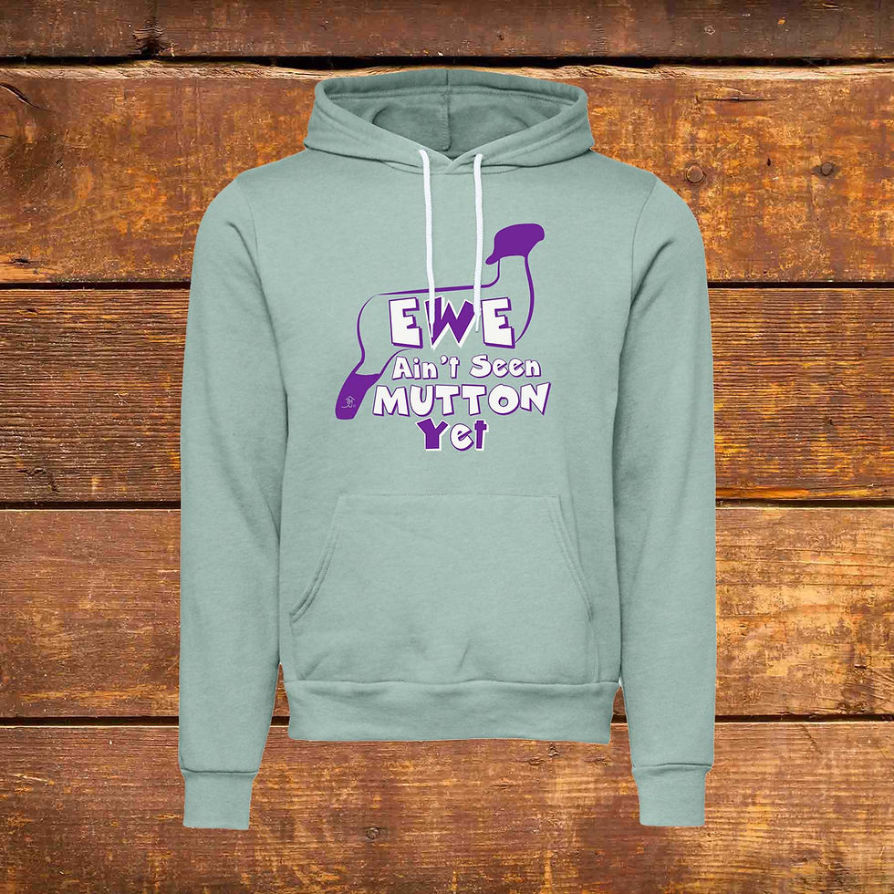 Thumbnail: Hoodie with Livestock Show Lamb | Purple Graphic | Dusty Blue | Unique Original Design by Boot House Mercantile