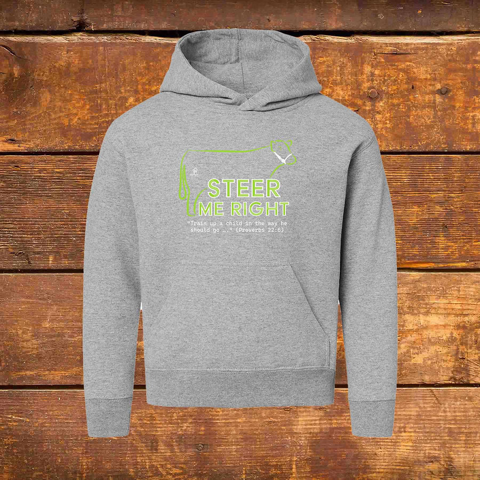 Thumbnail: Youth Hoodie | Livestock Show Steer | Apple Green Graphic | Heather | Unique Original Design by Boot House Mercantile