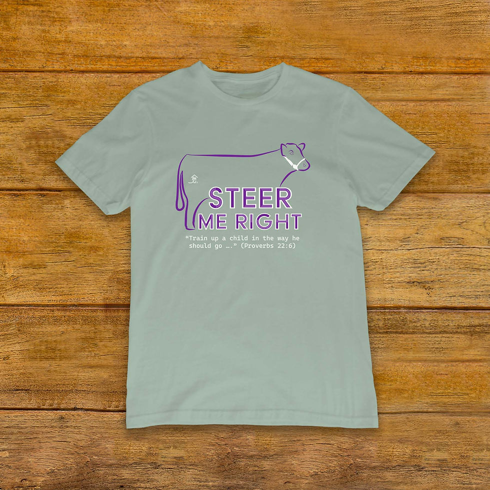 Thumbnail: T-Shirt with Livestock Show Steer | Purple Graphic | Dusty Blue | Unique Original Design by Boot House Mercantile