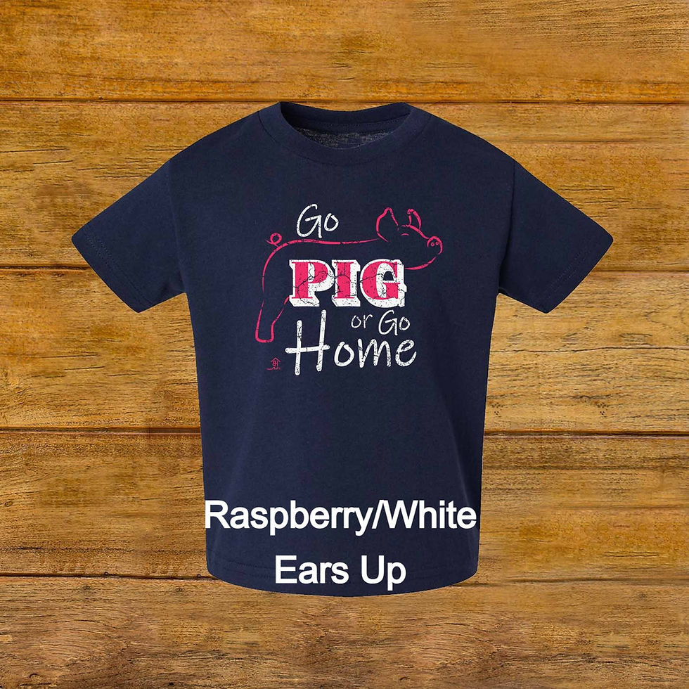 Thumbnail: Toddler T-Shirt | erect ear Livestock Show Pig | Raspberry Graphic | Navy| Original Design by Boot House Mercantile