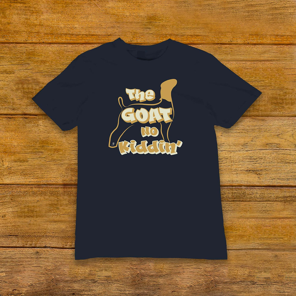 Thumbnail: T-Shirt featuring Livestock Show Goat | Camel Cream Graphic | Vintage Black | Unique Original Design by Boot House Mercantile