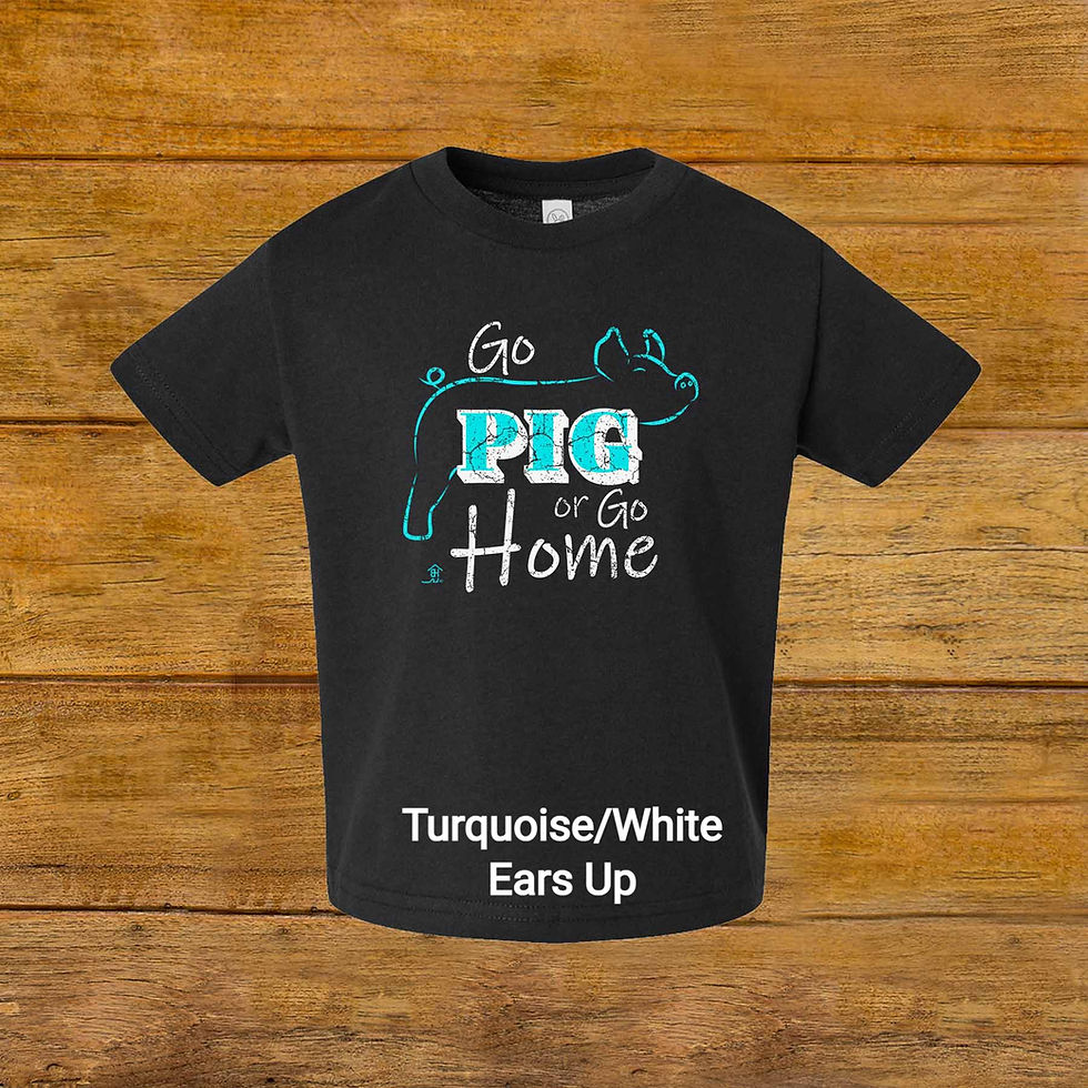 Thumbnail: Toddler T-Shirt | erect ear Livestock Show Pig | Turquoise Graphic | Black | Original Design by Boot House Mercantile