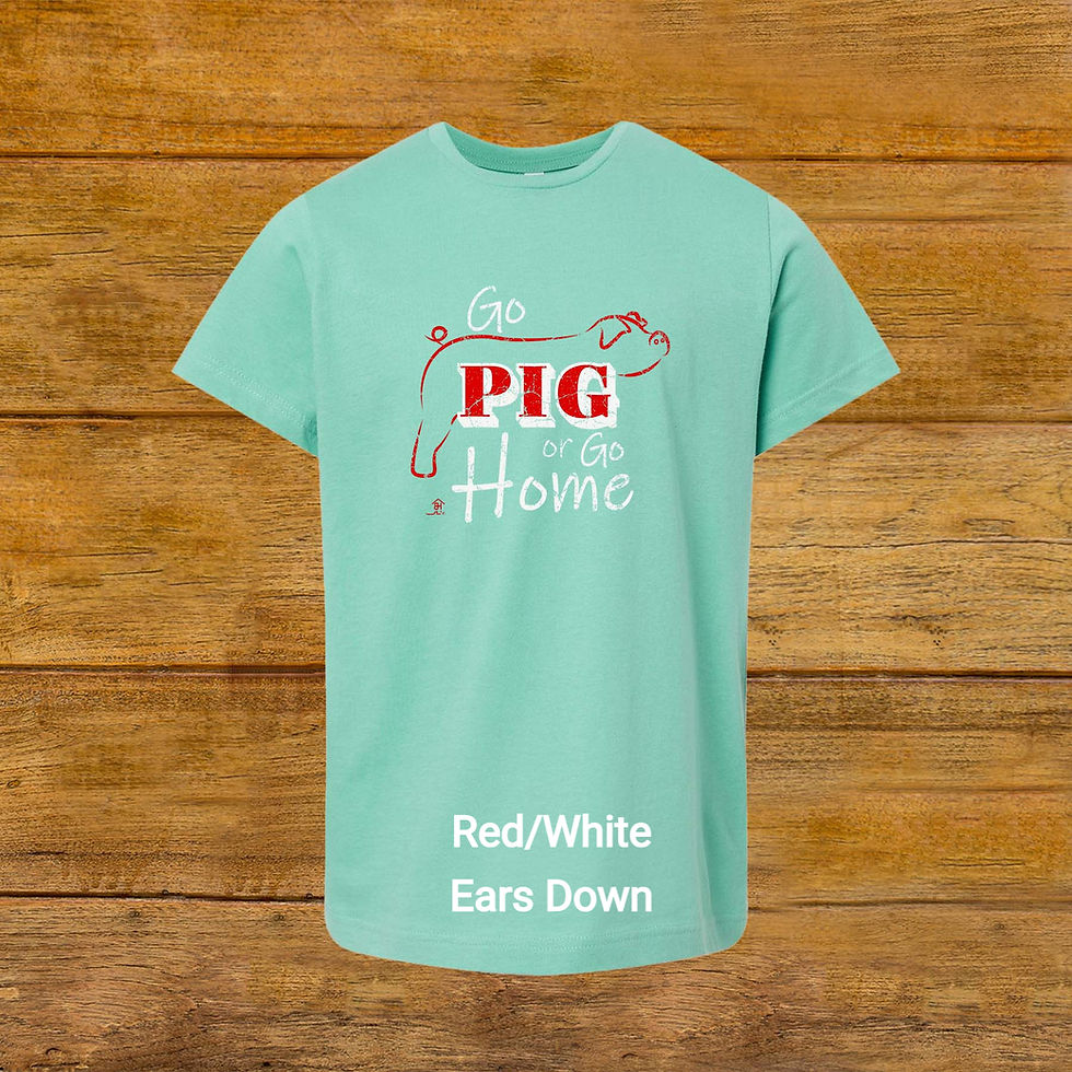 Thumbnail: Youth T-Shirt | flop ear Livestock Show Pig | Red Graphic | Saltwater | Original Design by Boot House Mercantile