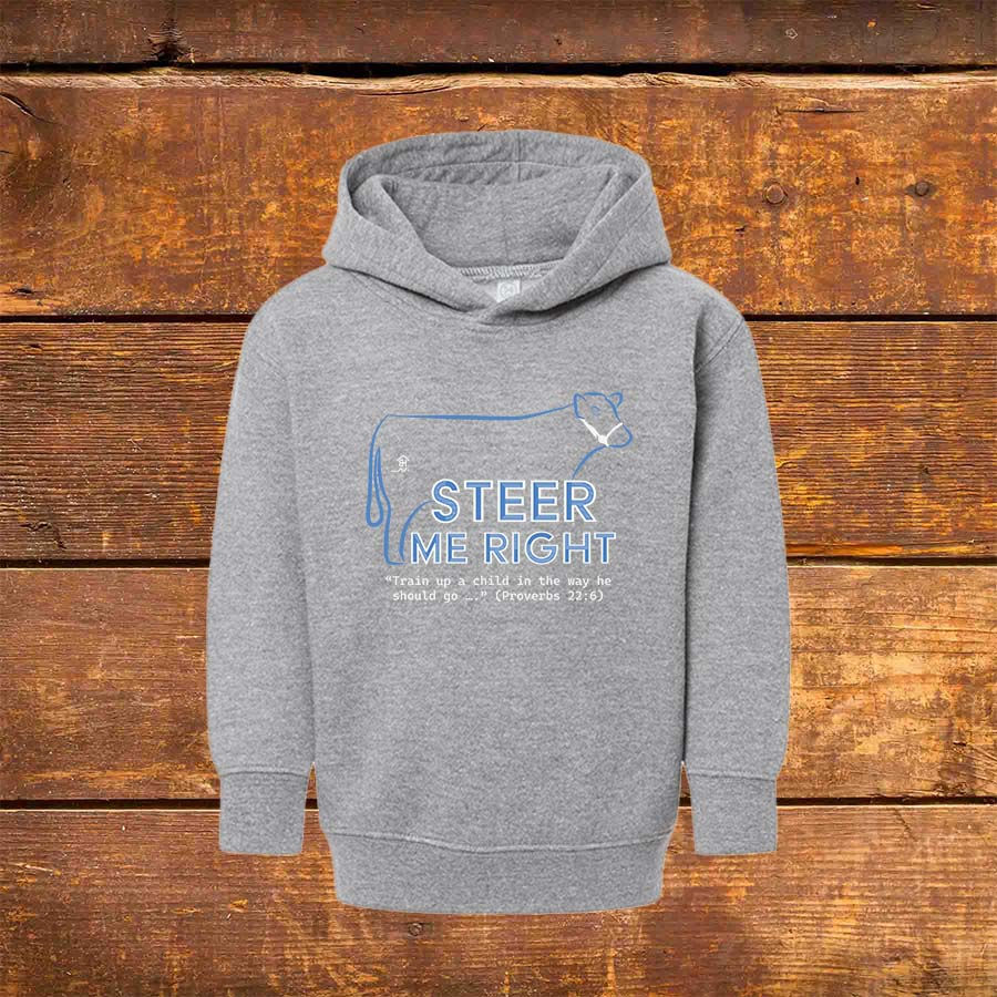 Thumbnail: Toddler Hoodie | Livestock Show Steer | Steel Blue Graphic | Heather | Unique Original Design by Boot House Mercantile