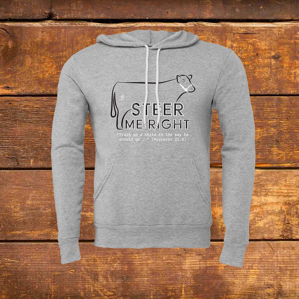 Thumbnail: Hoodie with Livestock Show Steer | Black Graphic | Athletic Heather | Unique Original Design by Boot House Mercantile
