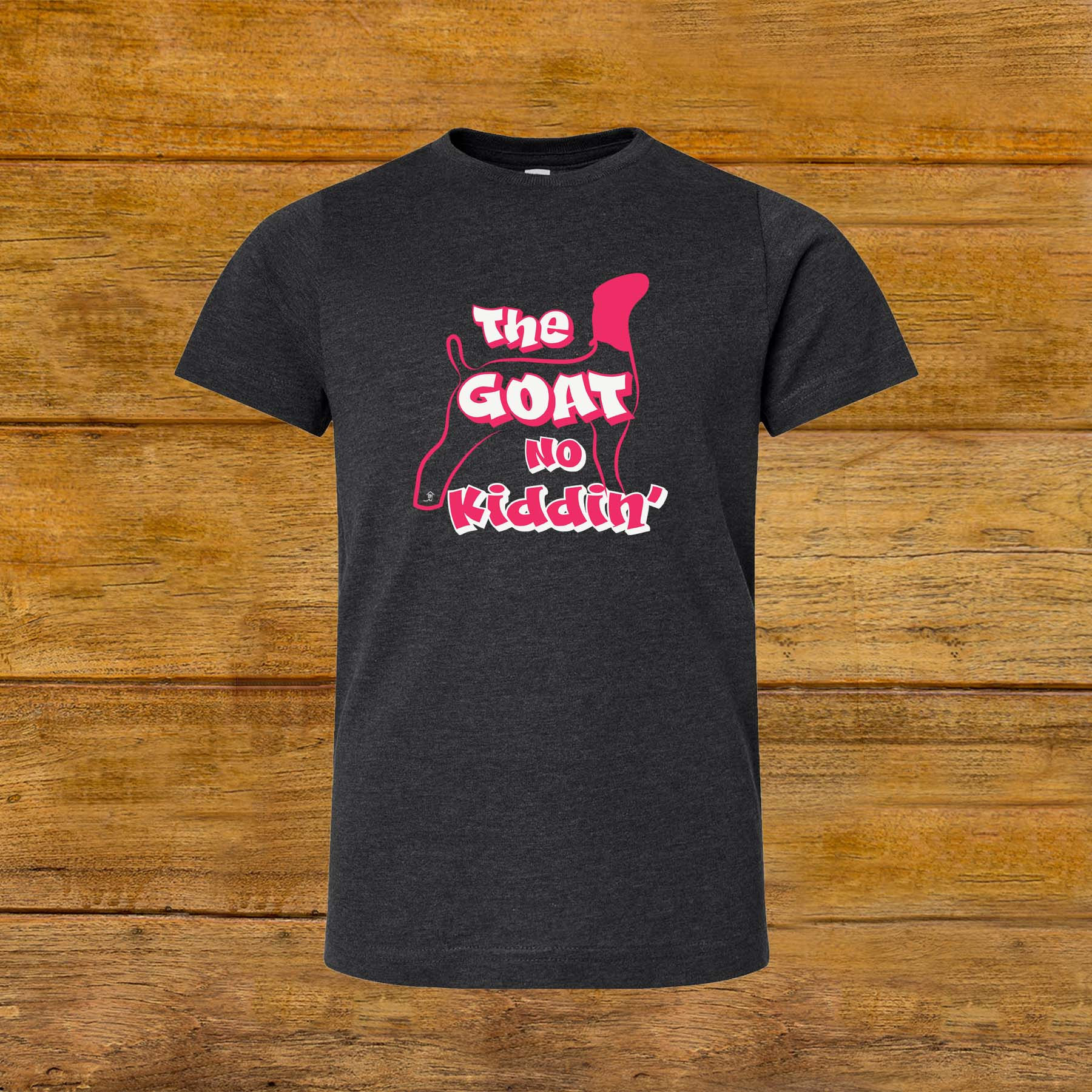 Youth T-Shirt featuring Livestock Show Goat | Raspberry Graphic | V Smoke | Unique Original Design by Boot House Mercantile