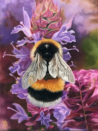 Bumble Bee on Flower Painting