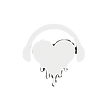 drippy heart with headphones listening to music no background all white wavroot logo
