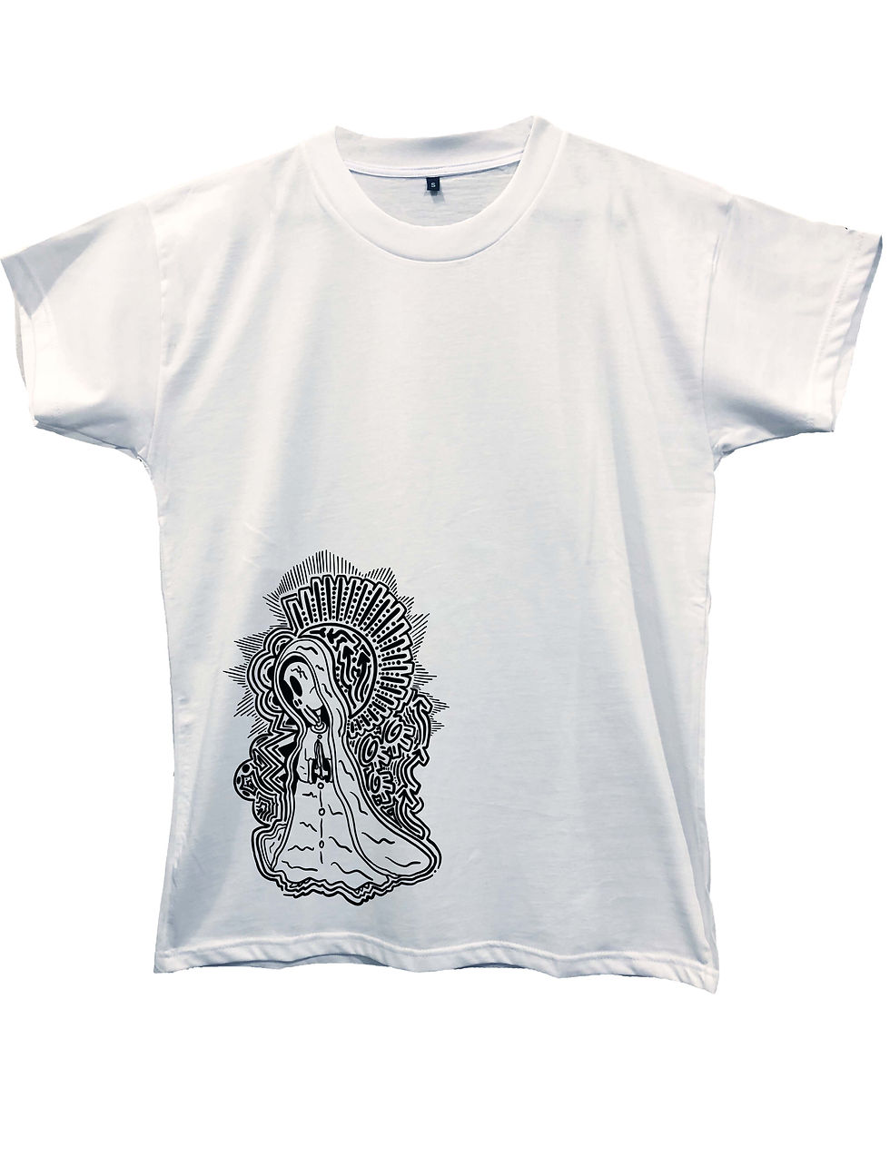 Miniatura: "VERGINE DI GUADALUPE" on MIIGC black and white - High quality cotton