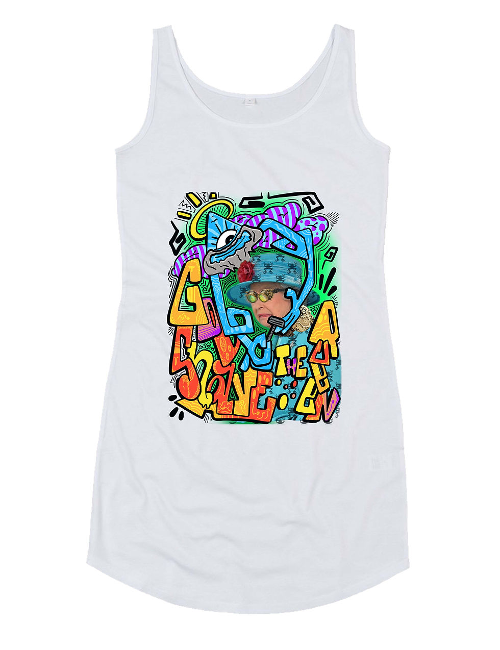 Thumbnail: God shave the Queen - CURVED VEST DRESS 100% COTTON