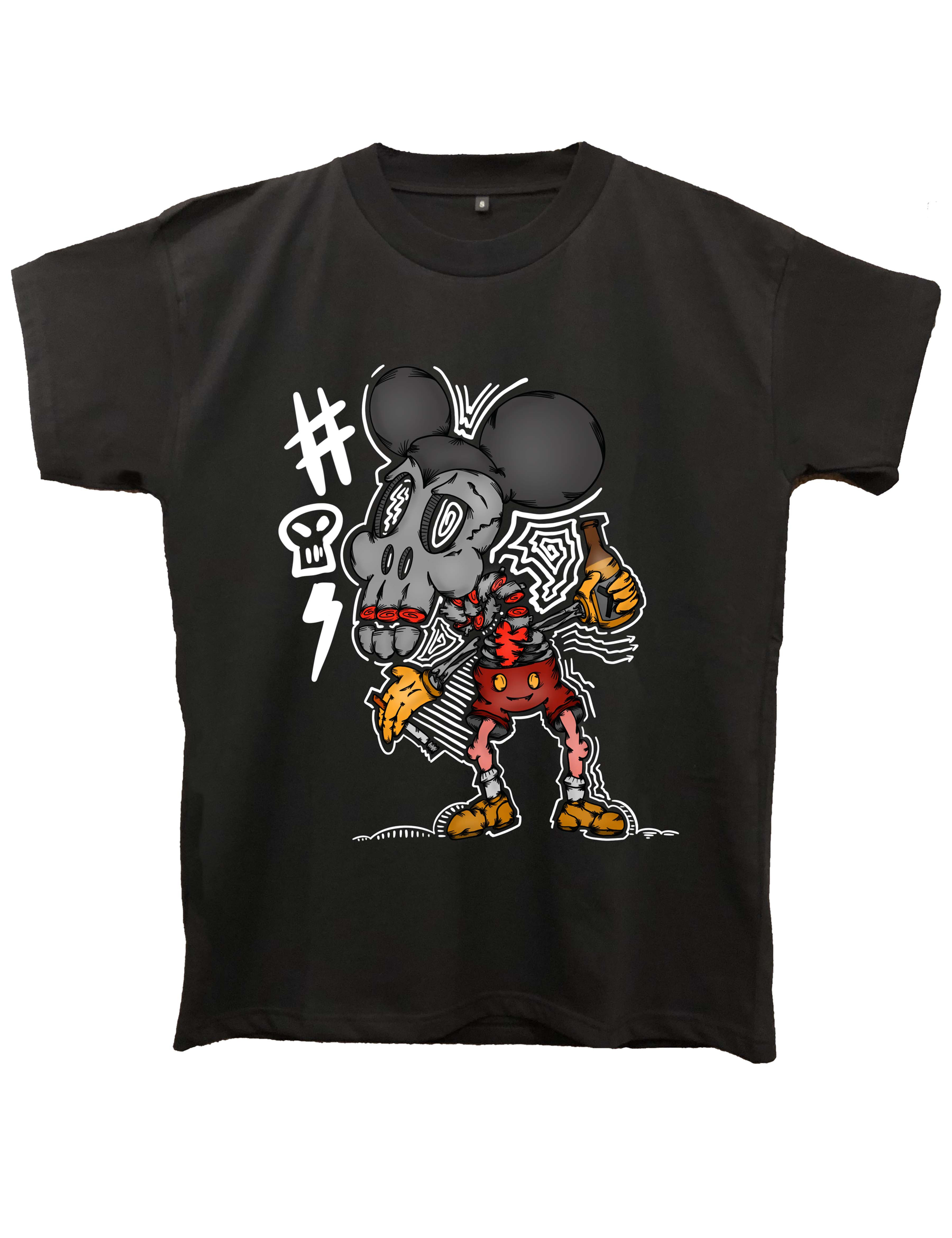 "MICKEY SKULL" on MIIGC black and white - High quality cotton