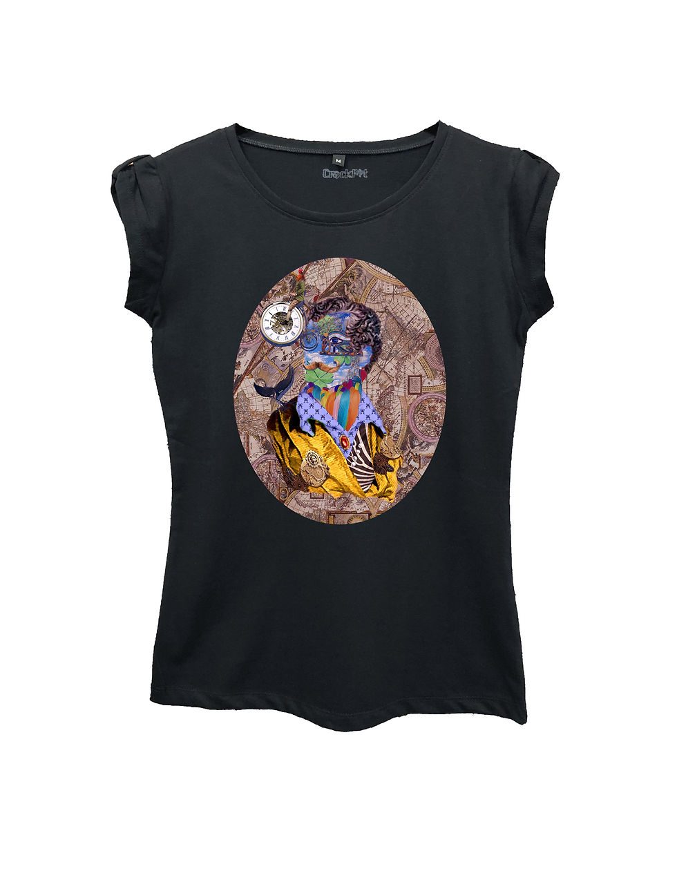 Miniatura: "RUOTA LA GIRA with MAP background" on Short sleeve t-shirt  - High quality cott