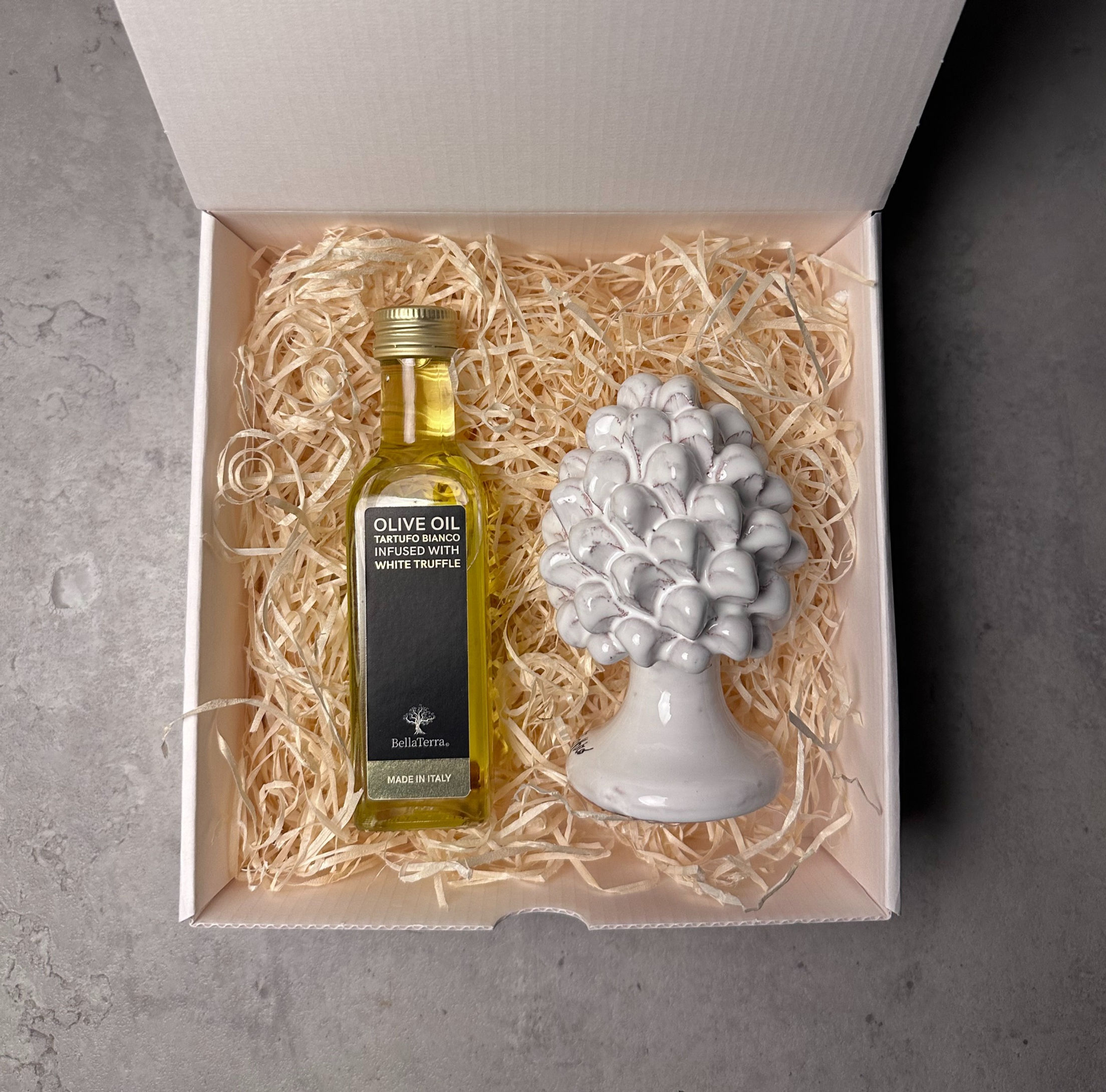 Handmade Sicilian Ceramic Pine Cone & BellaTerra Truffle Oil