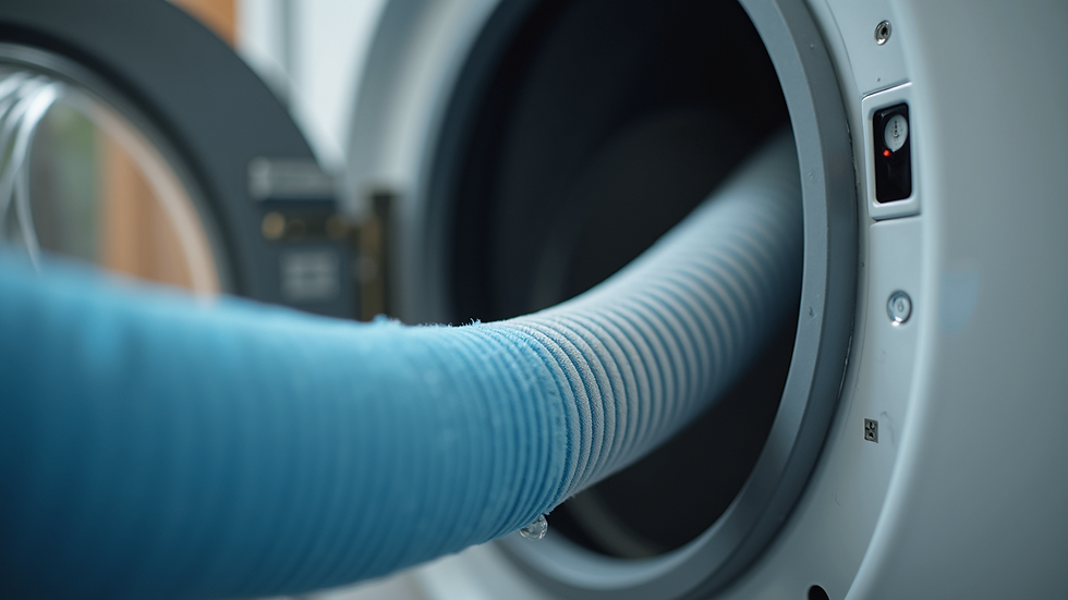 Close-up view of a clean dryer vent hose being inspected
