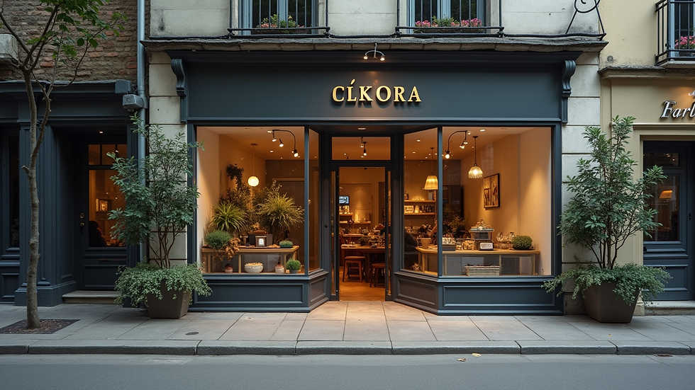 Eye-level view of a small business storefront with a welcoming entrance