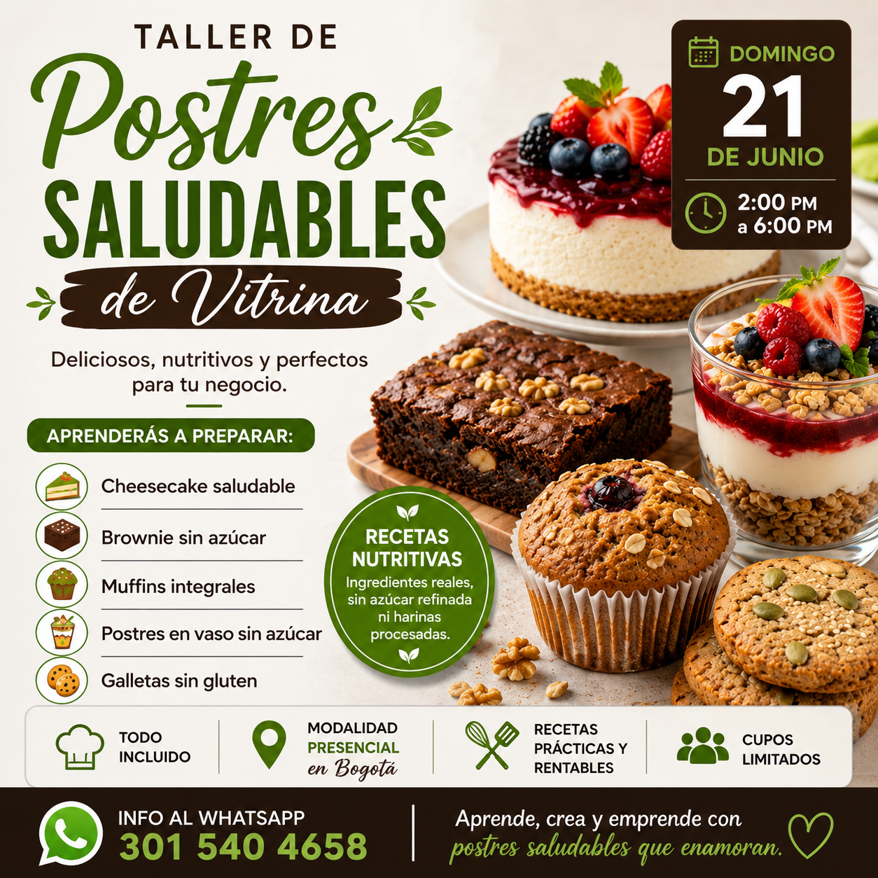 Taller POSTRES SALUDABLES DE VITRINA