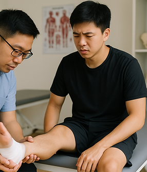 A_picture_to_show_a_physio_managing_an_ankle_sprain_injury_both_of_them_are_hong_kong_asia