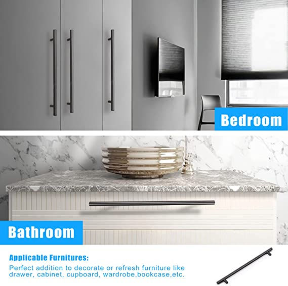 Thumbnail: Prestige 10 Pack Black Stainless Steel Dresser Drawer Handles, Kitchen Cabinet