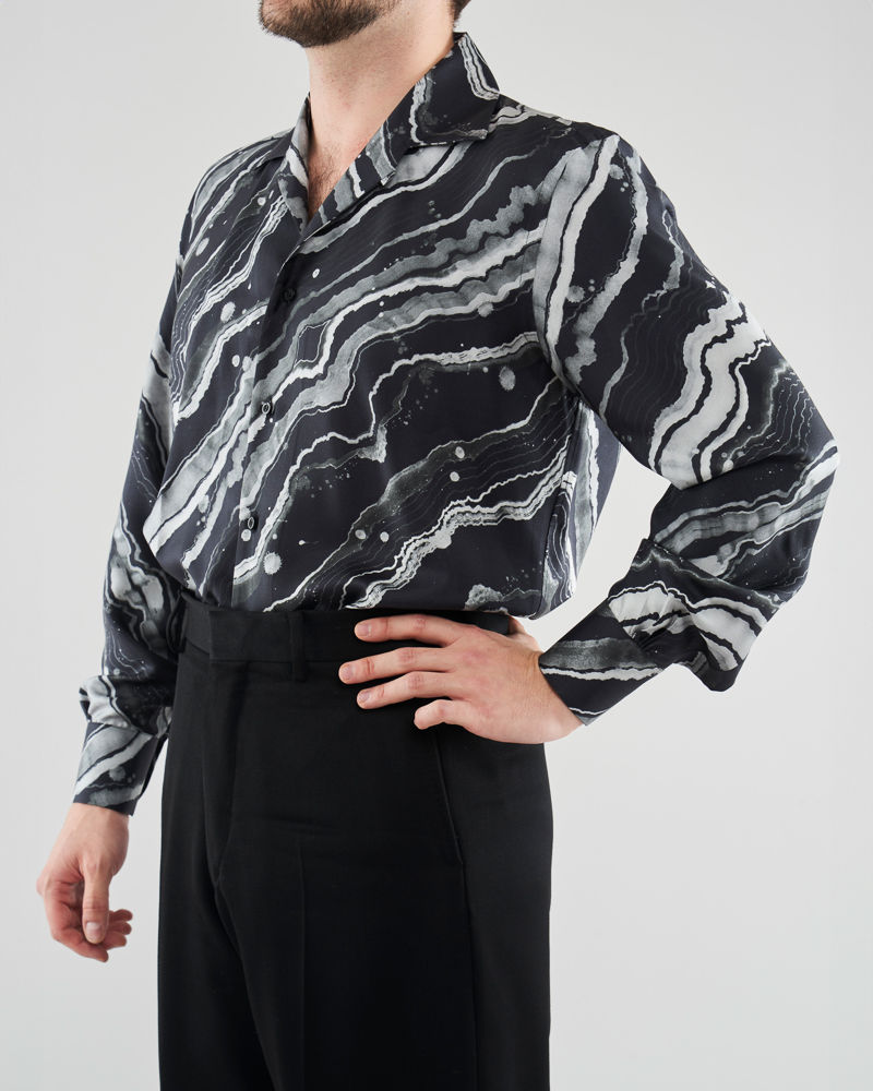 Thumbnail: Black marble silk shirt