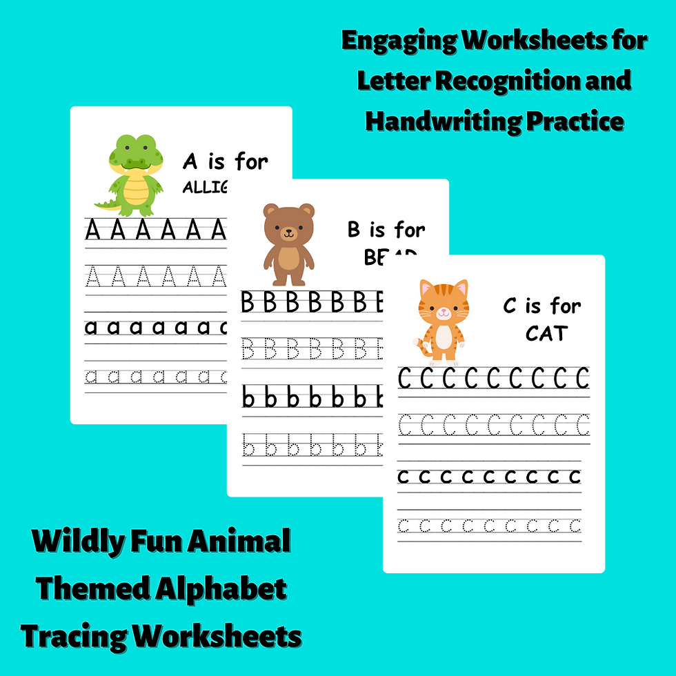 Thumbnail: 26 ABC Animal Themed Alphabet Tracing Worksheets | Instant Download