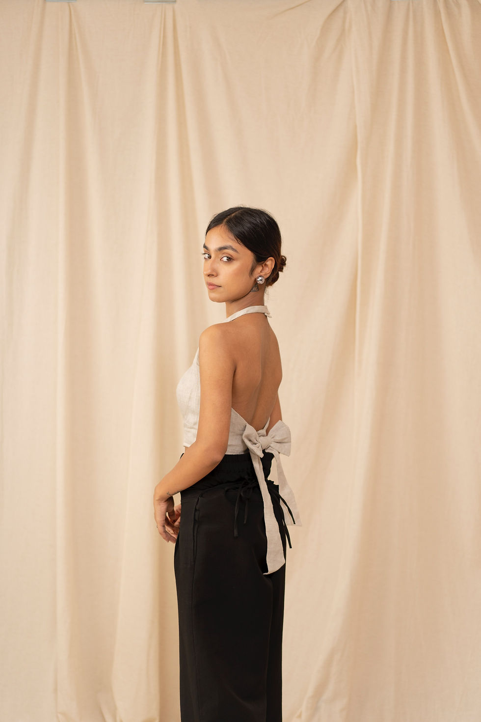 Backless 100% hemp padded crop top