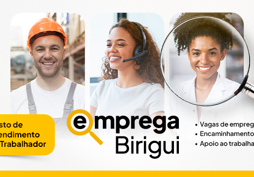 Arte de divulgação do Emprega Birigui com oportunidades de emprego