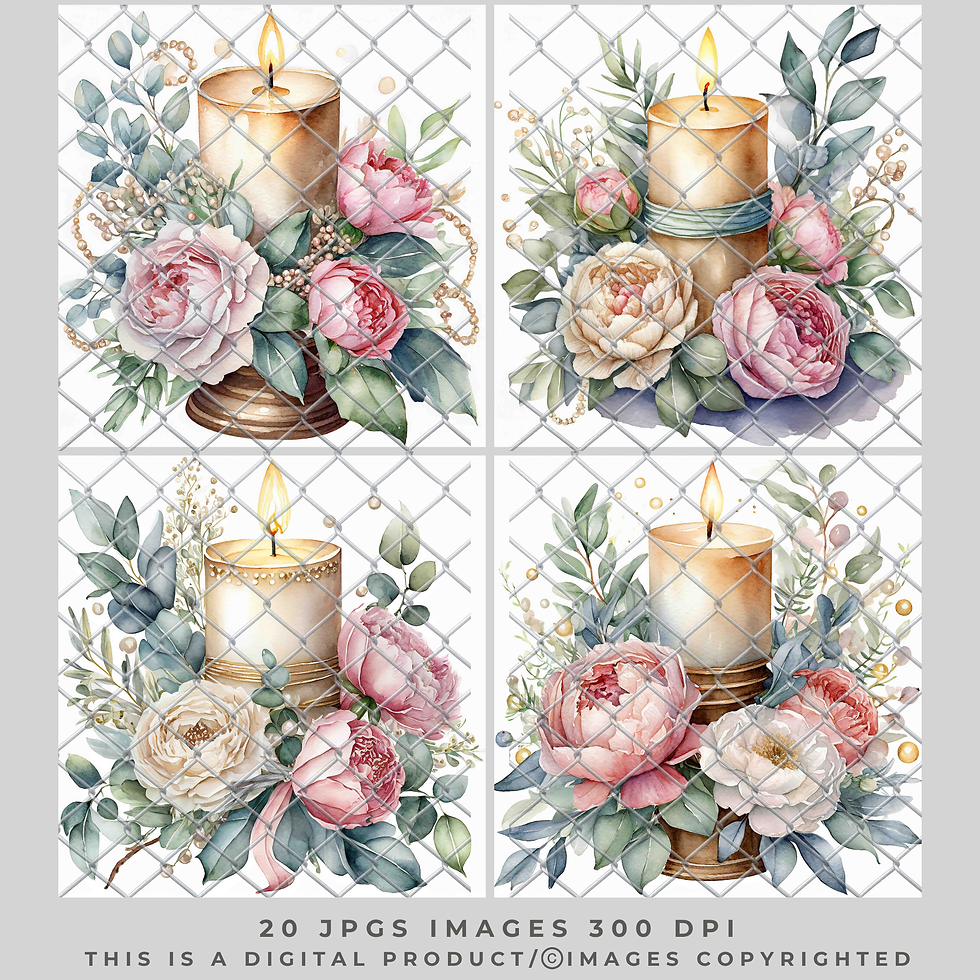 Thumbnail: Floral Candle JPG Clip Art