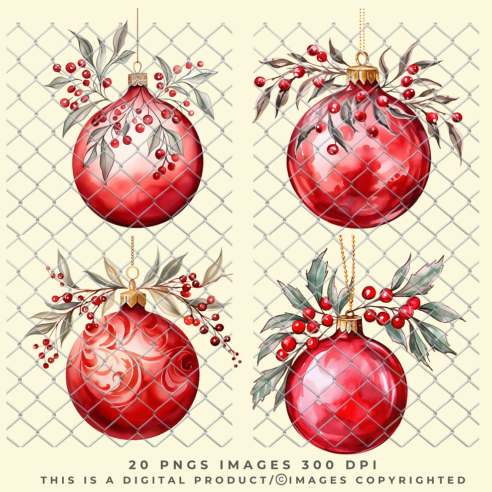 Miniatura: Adornos Navideños Rojos PNG