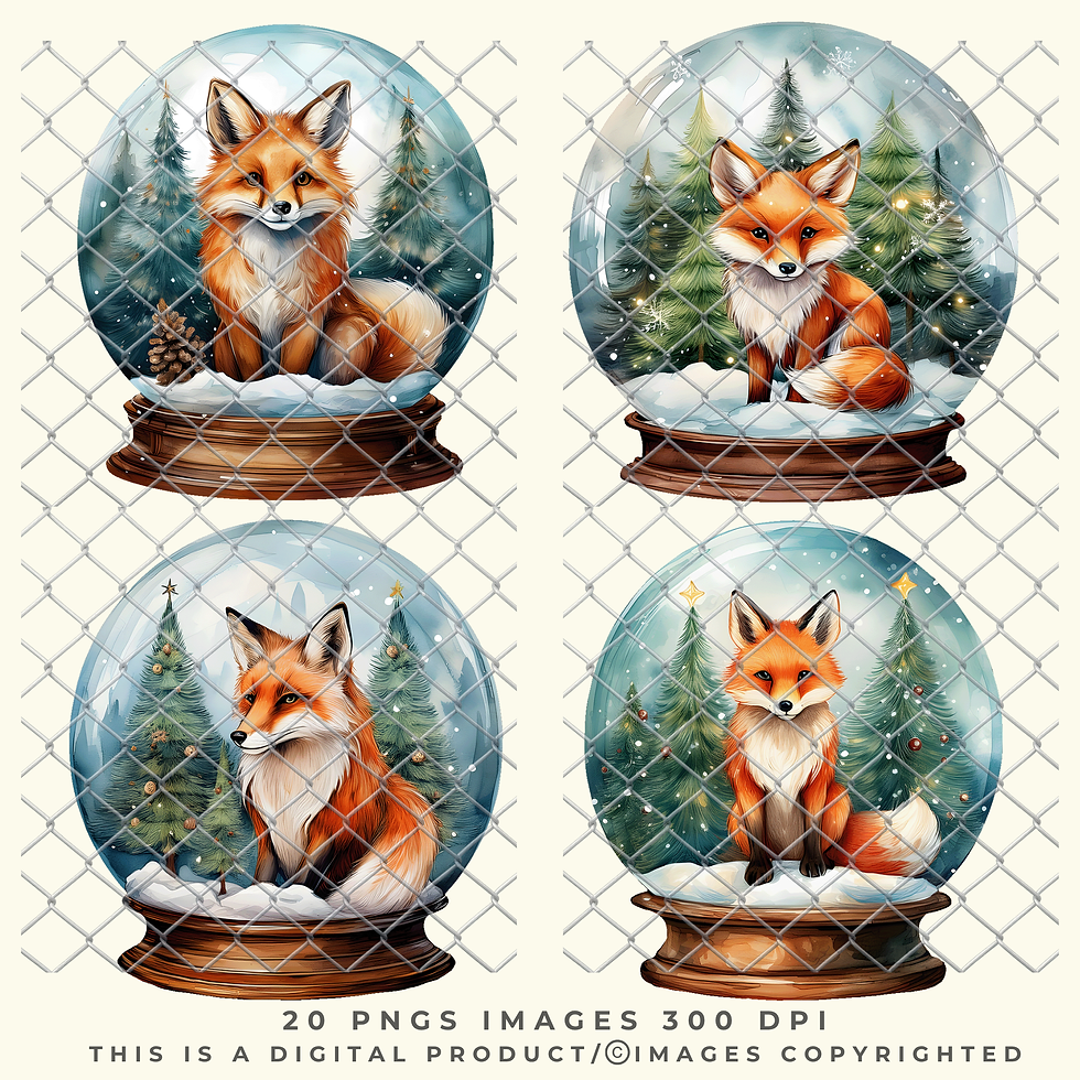 Thumbnail: Christmas Fox Snow Globe PNG