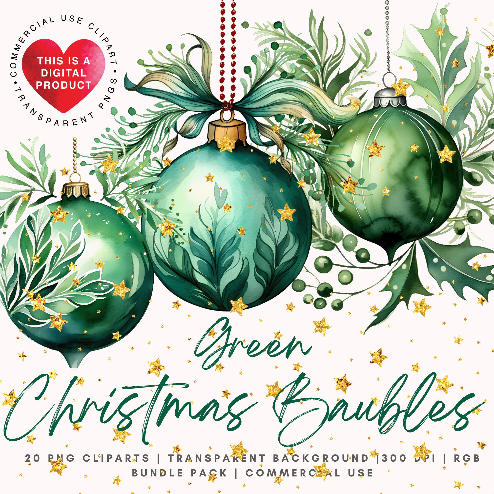 Adornos Navideños Verdes PNG