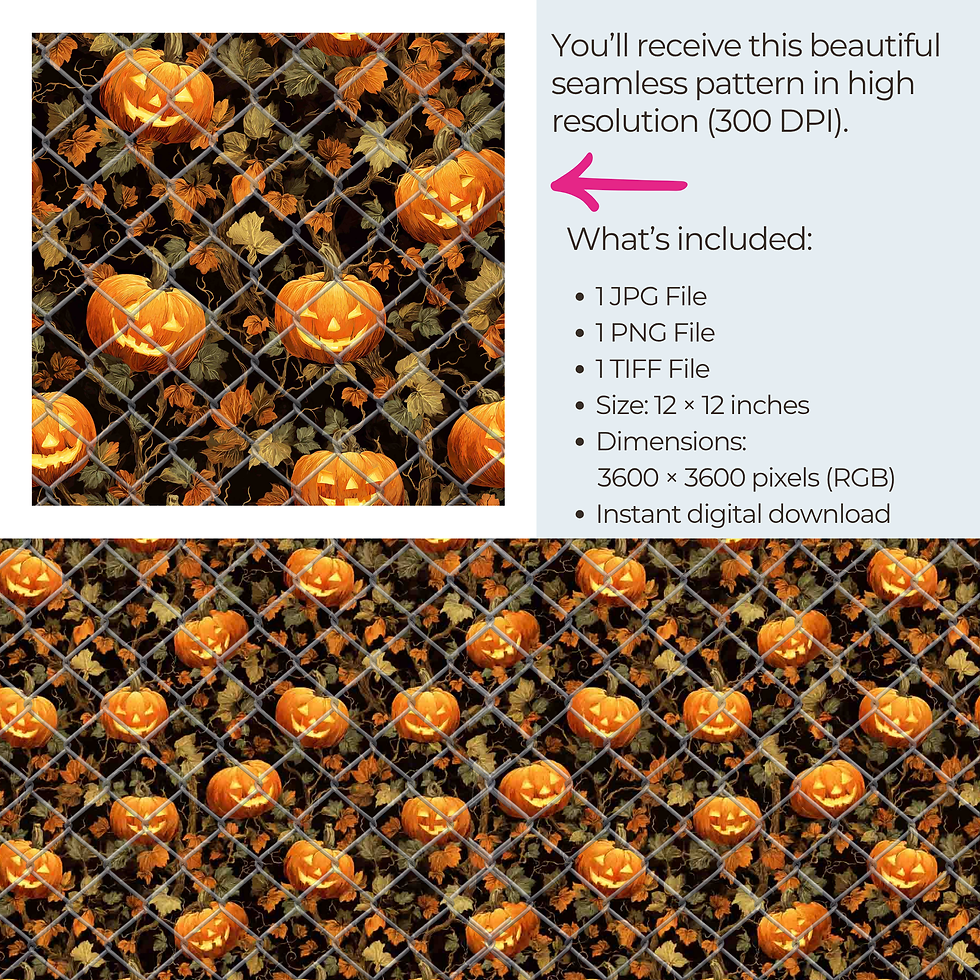 Thumbnail: Halloween Seamless Pattern Digital Paper, Instant Download Bundle