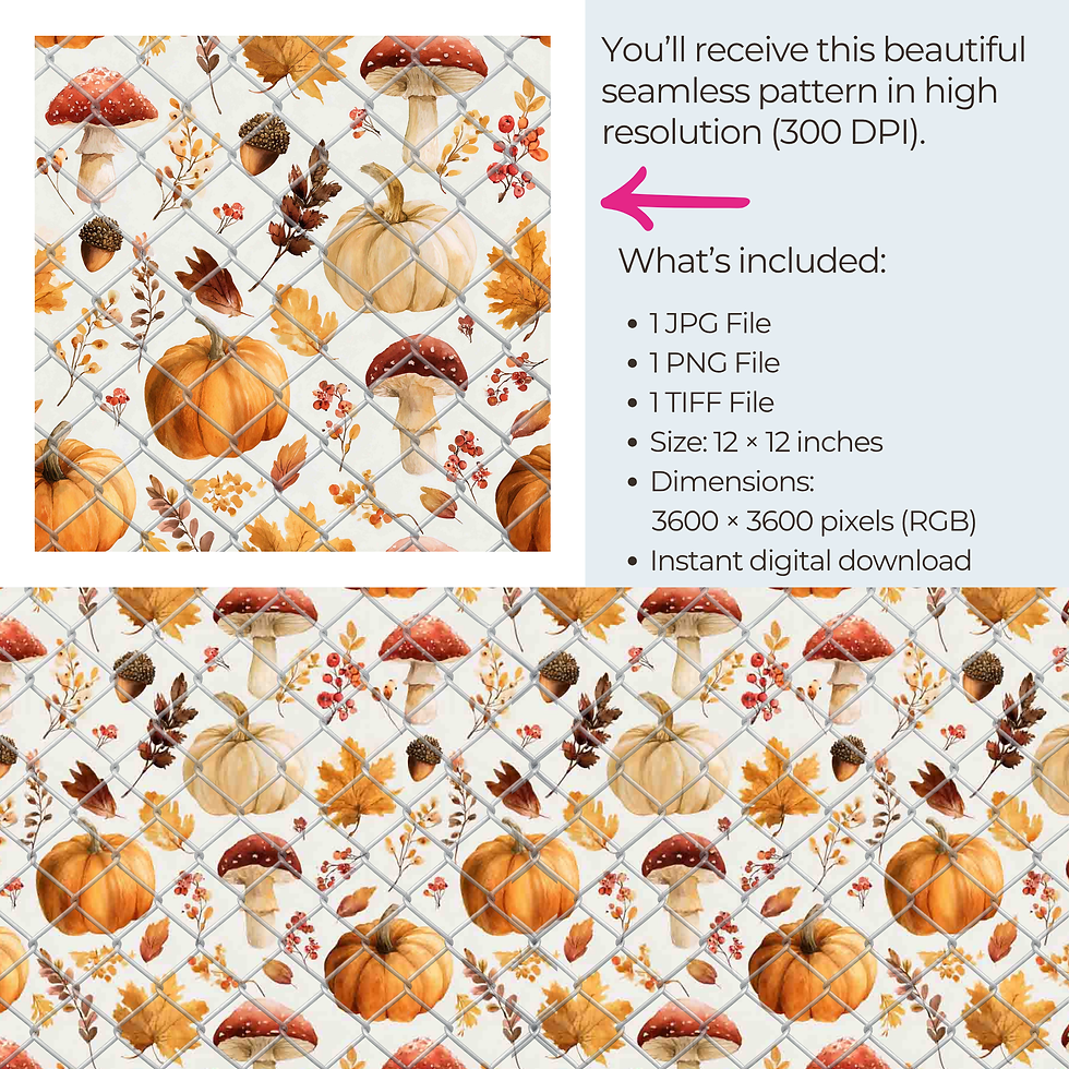 Thumbnail: Halloween Seamless Pattern Digital Paper, Instant Download Bundle