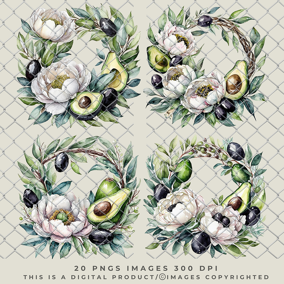 Thumbnail: Avocado and Olive Wreath PNG