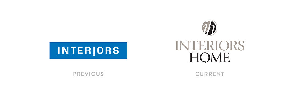 INTERIORS rebranded their company, becoming "Interiors Home" to more appropriately reflect the broad selection of styles and prices one might find when shopping for quality home furnishings. This company rebrand included a new name, updated fonts, colors and brand identity.