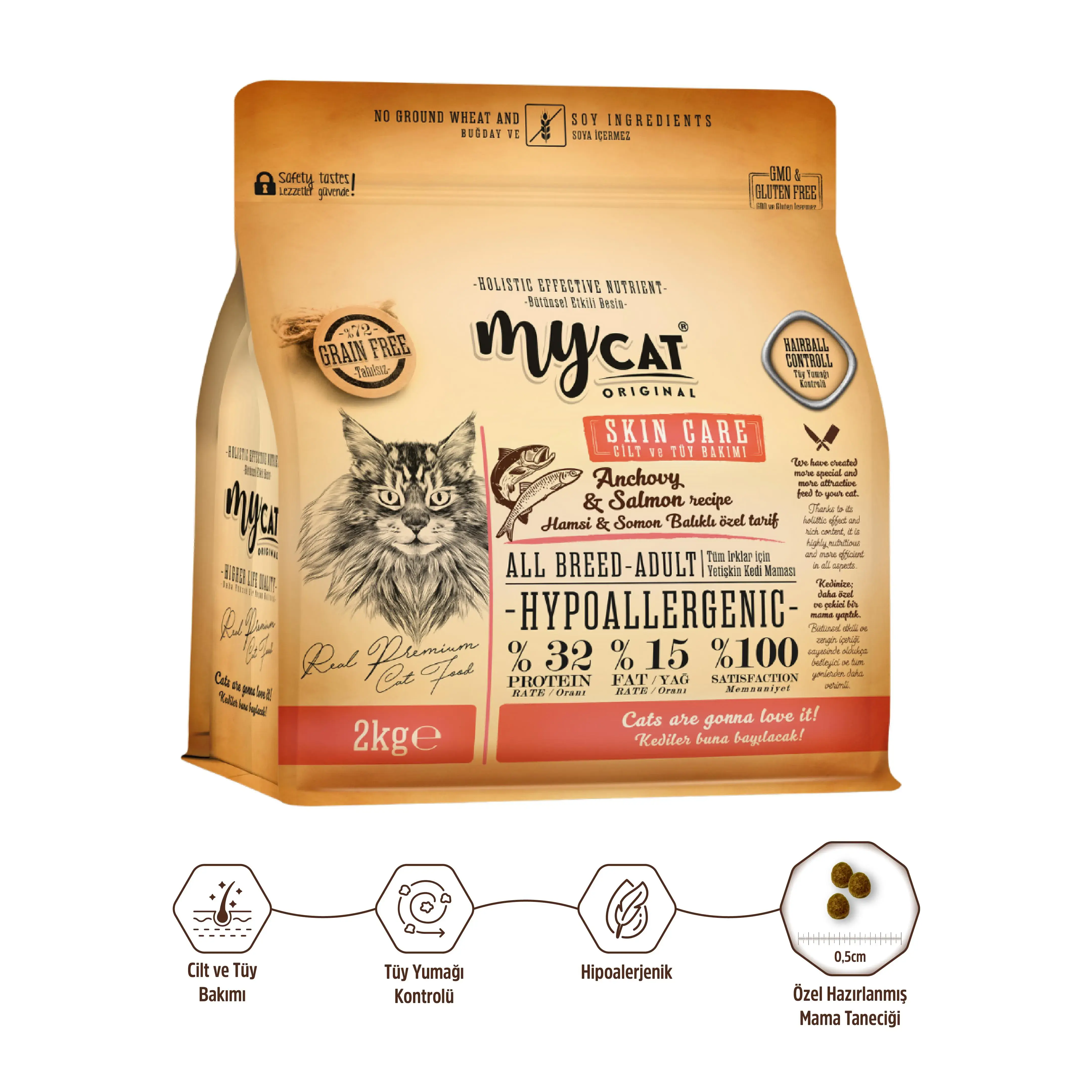Mycat Hamsi ve Somonlu Kedi Maması 2 Kg