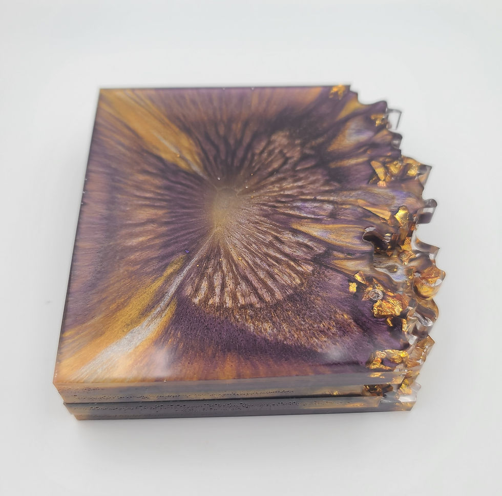 Thumbnail: 4 - Reversible - Purple and Gold Geode Coaster set