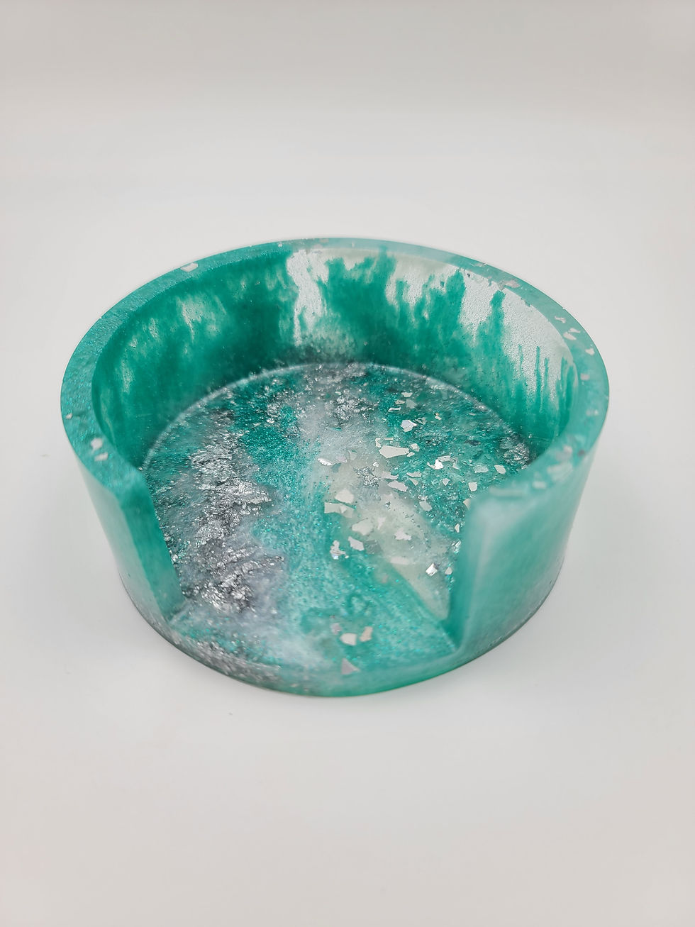 Thumbnail: 5 piece set- Teal and Silver - 3.5 inches round