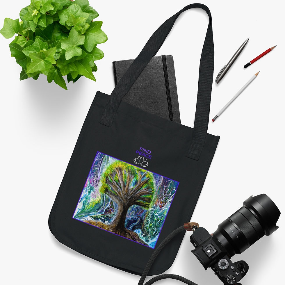 Thumbnail: Tree of Life / Find Peace Organic Tote Bag