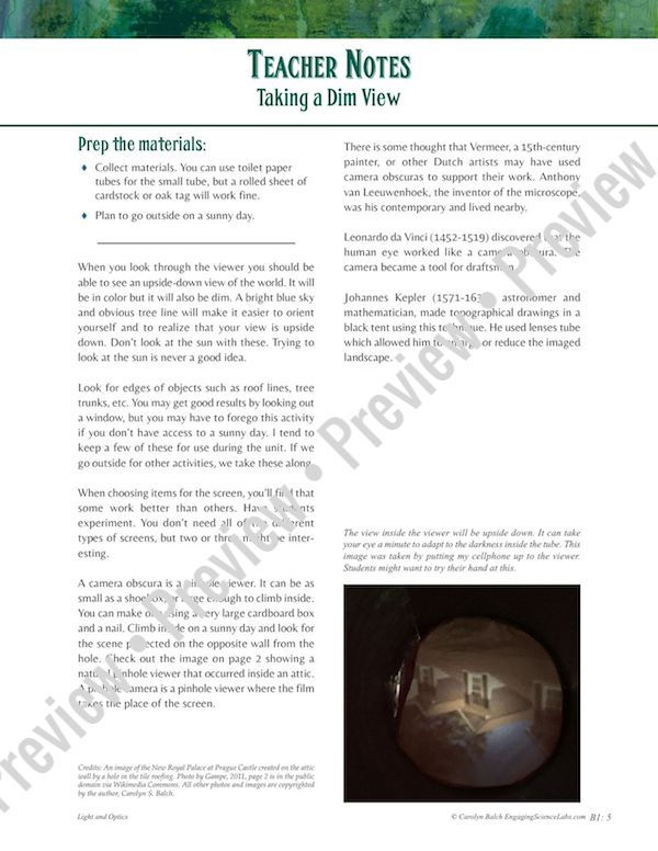 Thumbnail: Light and Optics: Making a Pinhole Viewer—with CER