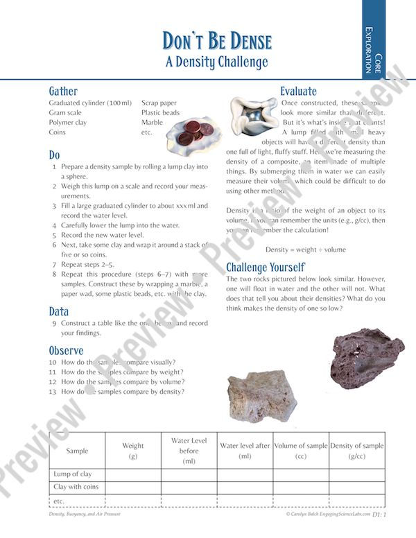 Density and Buoyancy Activities for Middle School Science