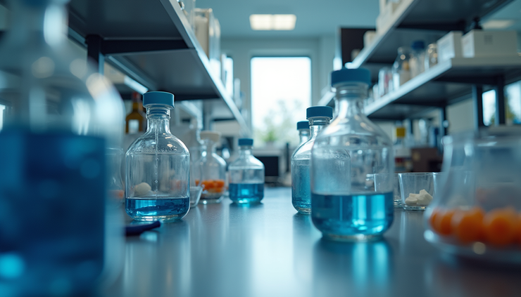 Eye-level view of a laboratory setup studying neurotransmitters