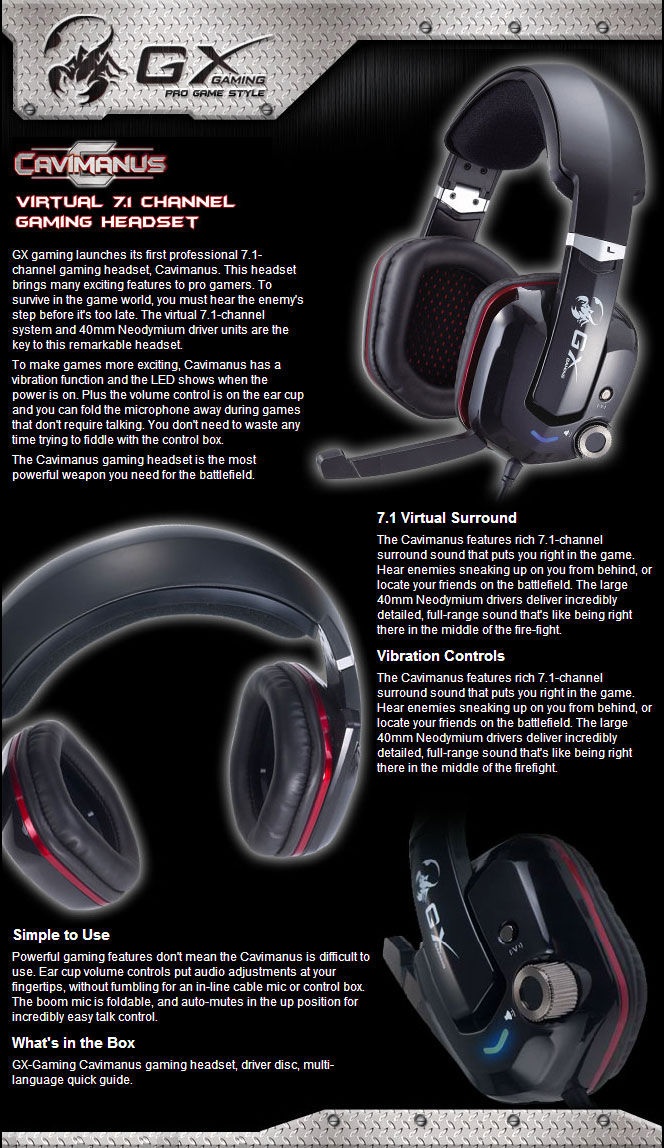 Thumbnail: Genius GX USB Headset Cavimanus