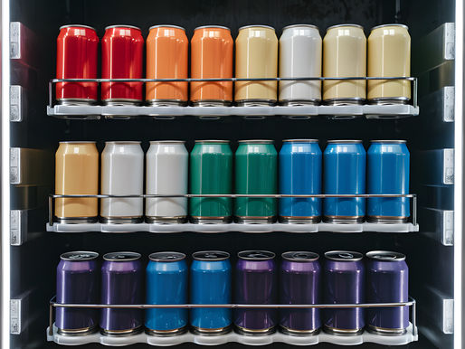 aluminum cans on shelf