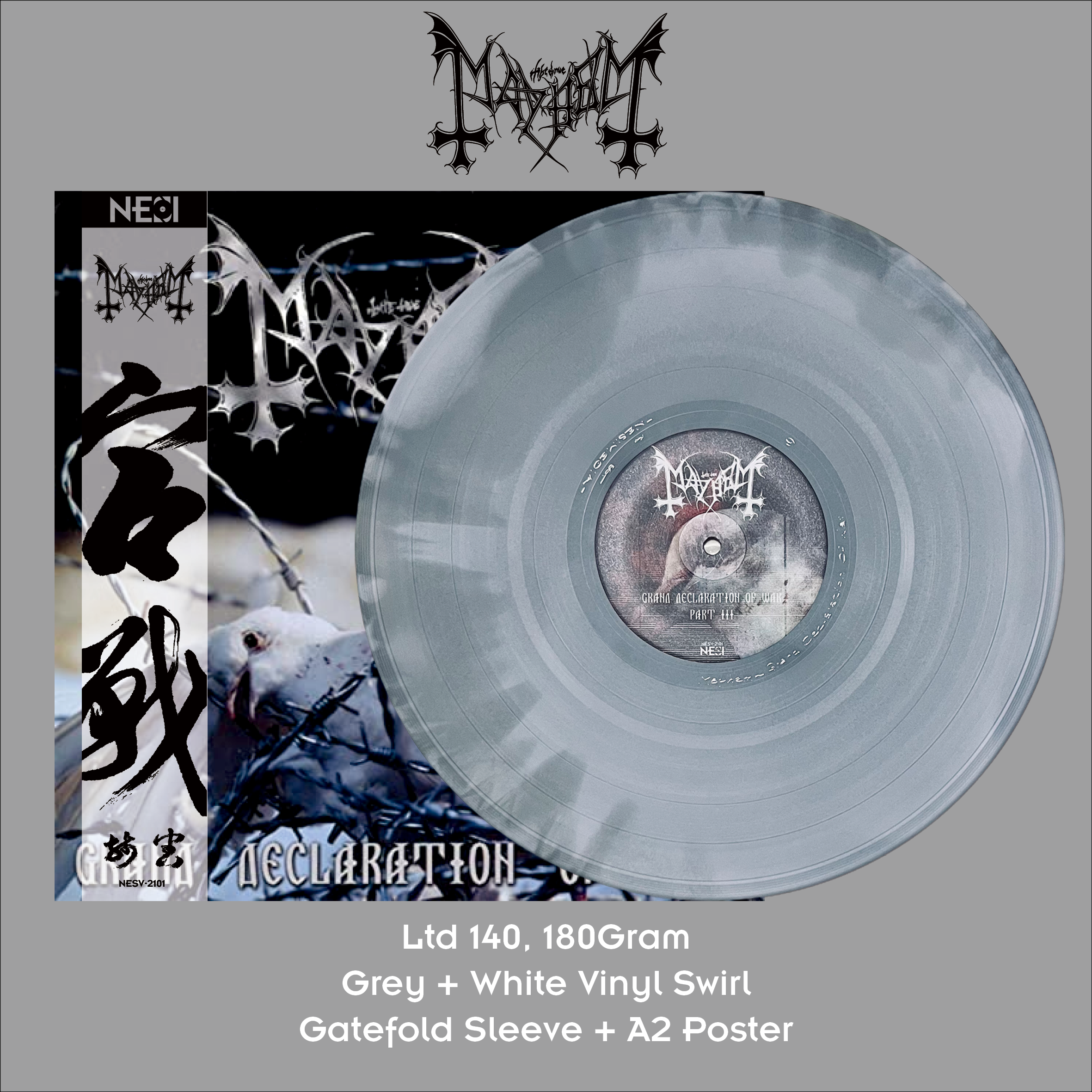 Mayhem - Grand Declaration Of War Ltd 140 White Swirl Vinyl