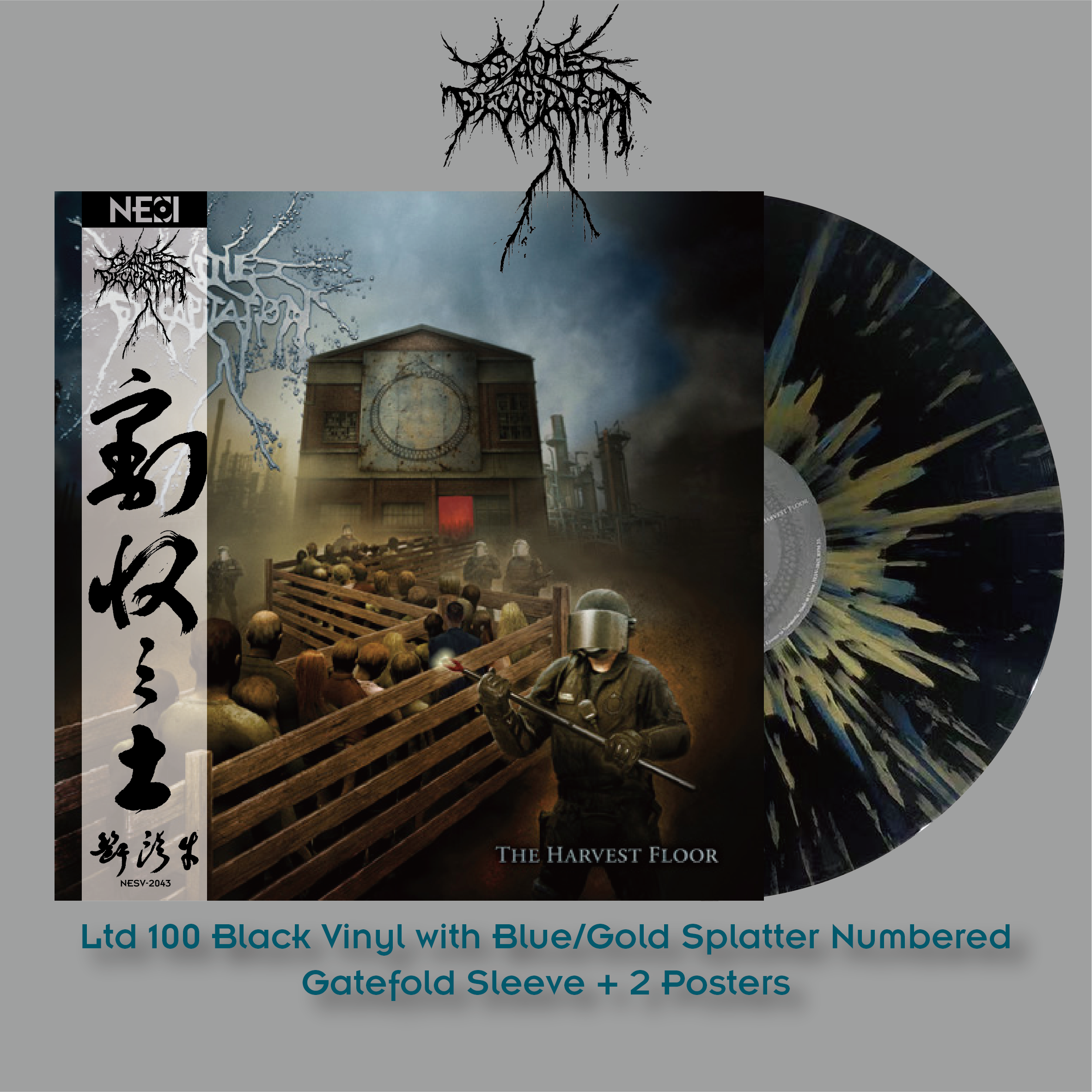 Cattle Decapitation ‎- The Harvest Floor Ltd 100 Black Vinyl+Blue/Gold Splatter