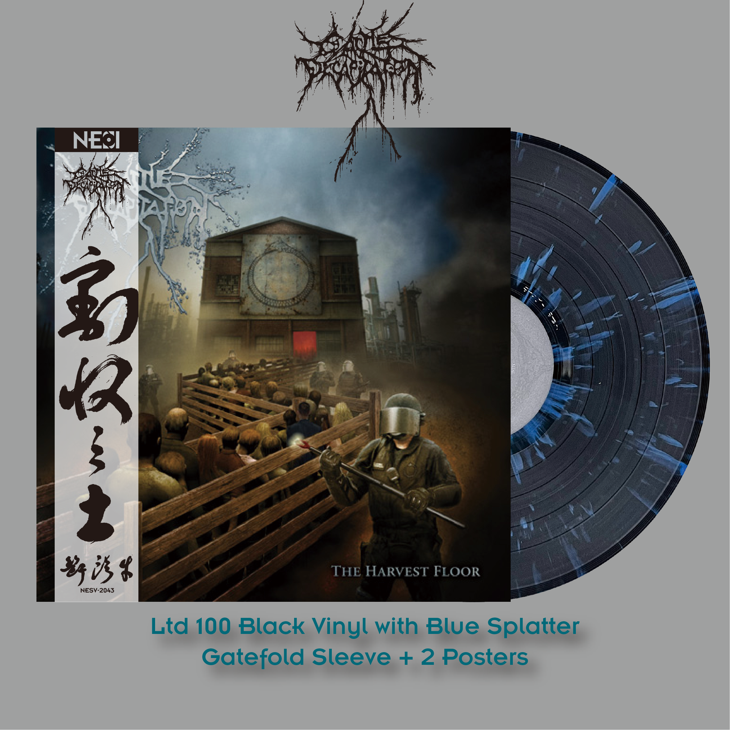 Cattle Decapitation ‎- The Harvest Floor Ltd 100 Black Vinyl+Blue Splatter
