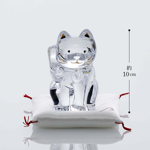 Baccarat バカラ まねき猫 クリア Sサイズ 白座布団付き 名入れ