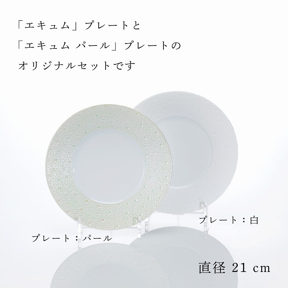 サムネイル： BERNARDAUD ベルナルド エキュム デザートプレート・エキュム パール デザートプレート 21cm ペア 名入れ彫刻代込み