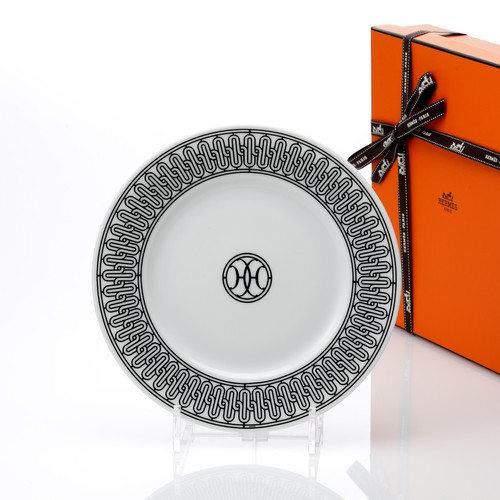エルメス HERMES デザートプレート 〈Hデコ〉 No1 ホワイト＆ブラック