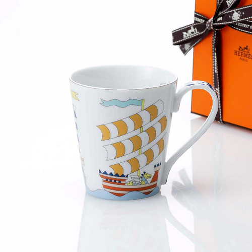 HERMES エルメス マグ バトー柄 エポペ No1 250ml 名入れ彫刻代